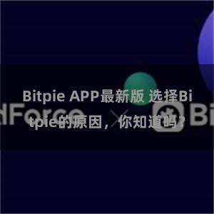 Bitpie APP最新版 选择Bitpie的原因，你知道吗？